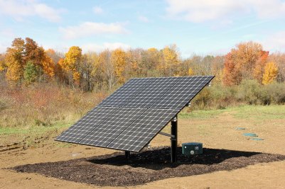 15-Solar panels power an irrigation system