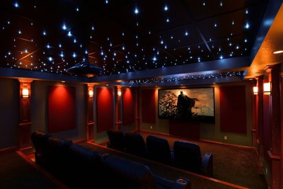 16-Theater room with lights pulled through ceiling tiles