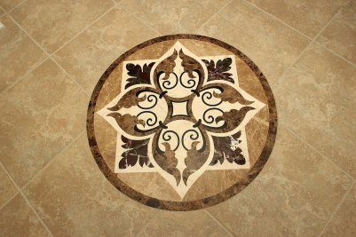 9-Tiled medallion in master bath flooring