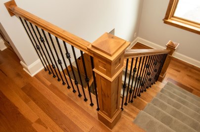 14-Stairway with box newels and wrought iron railing