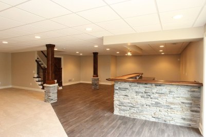 14-Lower Level Recreation Room with bar. Luxury Vinyl Tile and carpet flooring