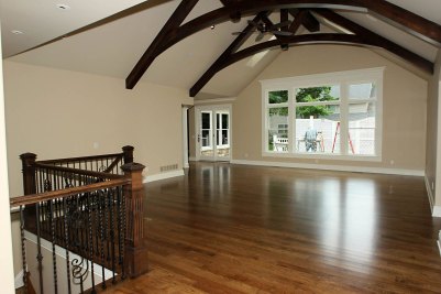6-Great room stained trusses and hickory hardwood flooring