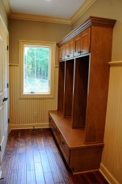 8-Mudroom lockers with wainscoting on walls